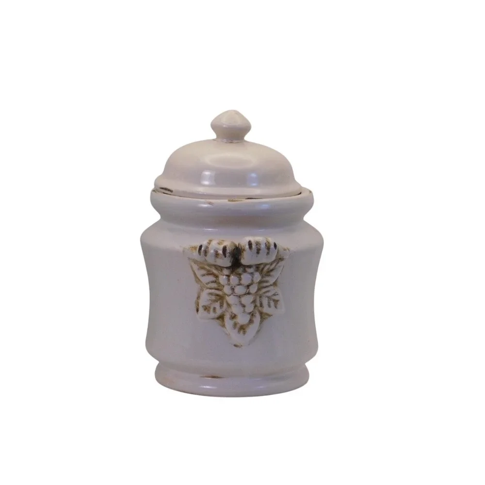 Porcelain Treasures Tuscan Decorative Porcelin Jar with Lid Grape Accents HG5102